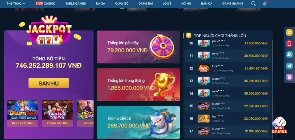 Màn hình chơi slot game Win79